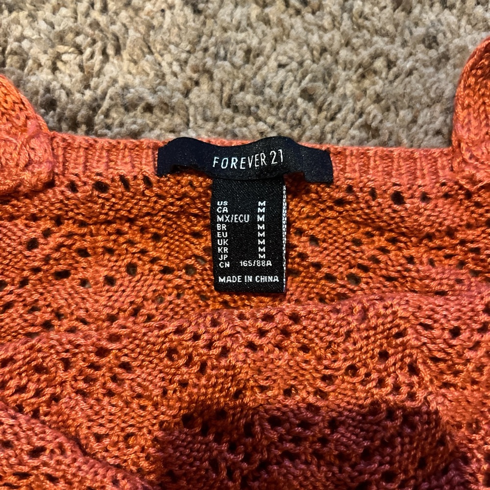 Forever 21 Orange Open-Knit Tank Top